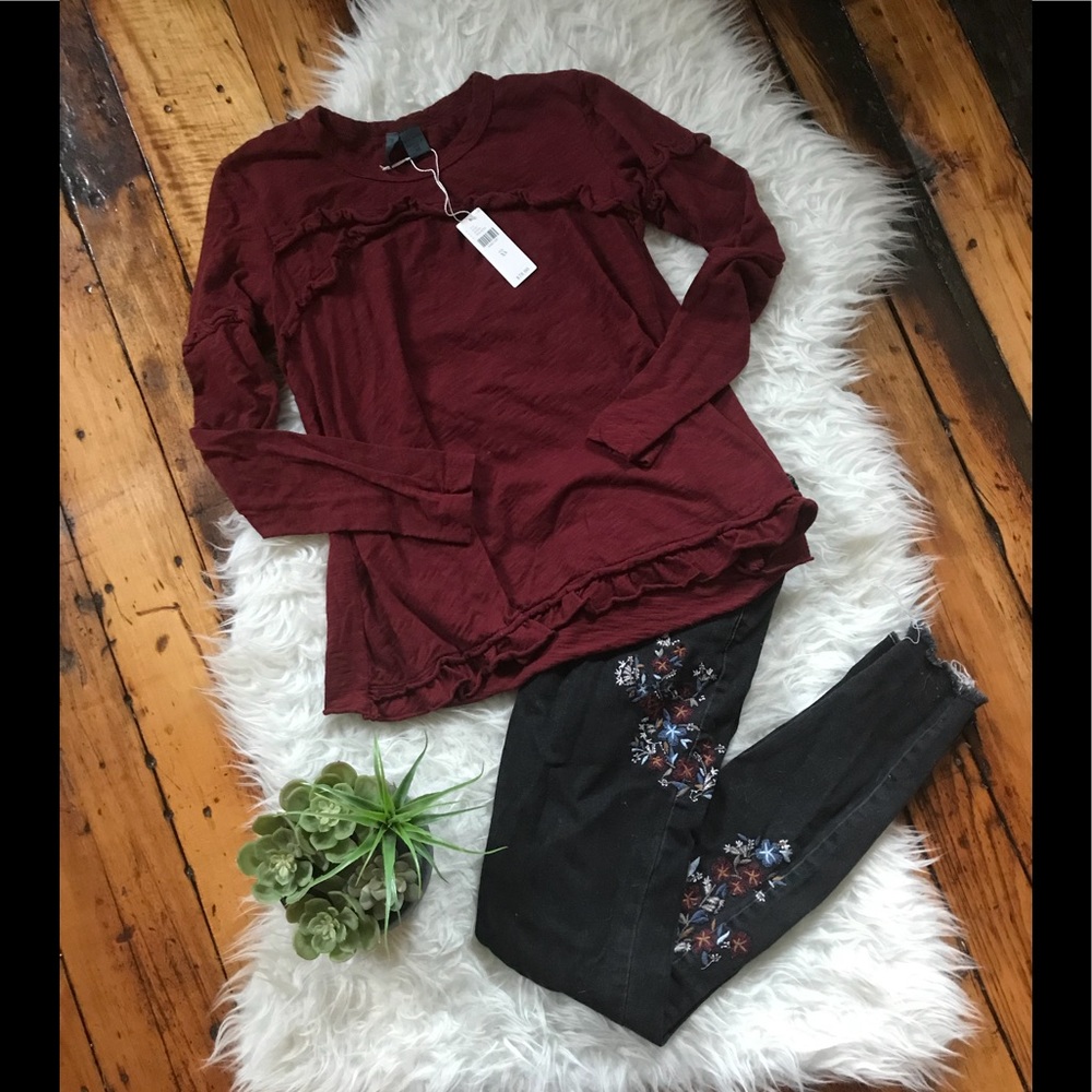 •Anthropologie• Wine Red Longsleeve Blouse